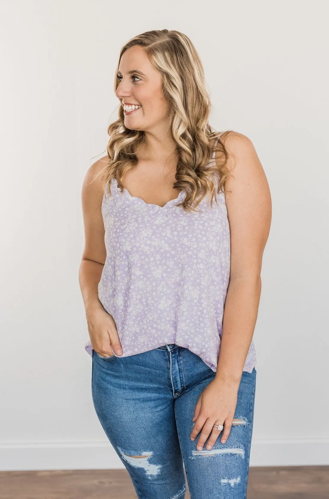 Lost In A Daydream Floral Tank Top- Lavender