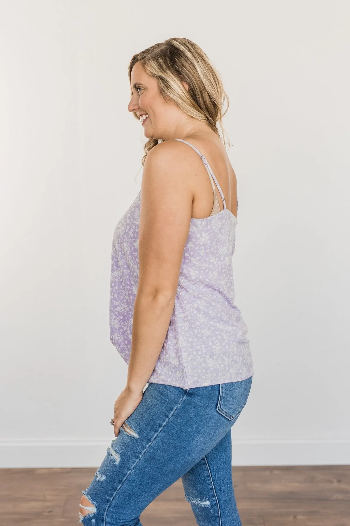 Lost In A Daydream Floral Tank Top- Lavender