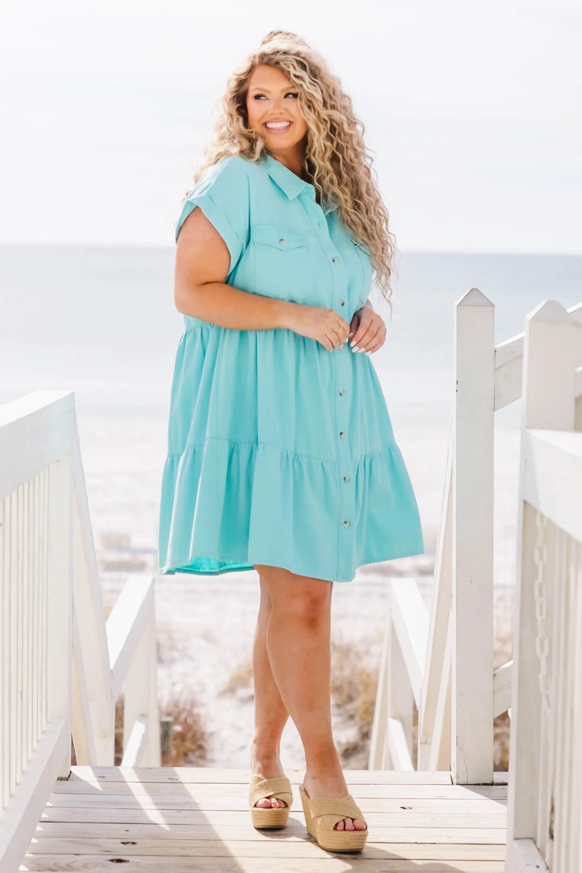 Lost In A Daze Dress, Turquoise