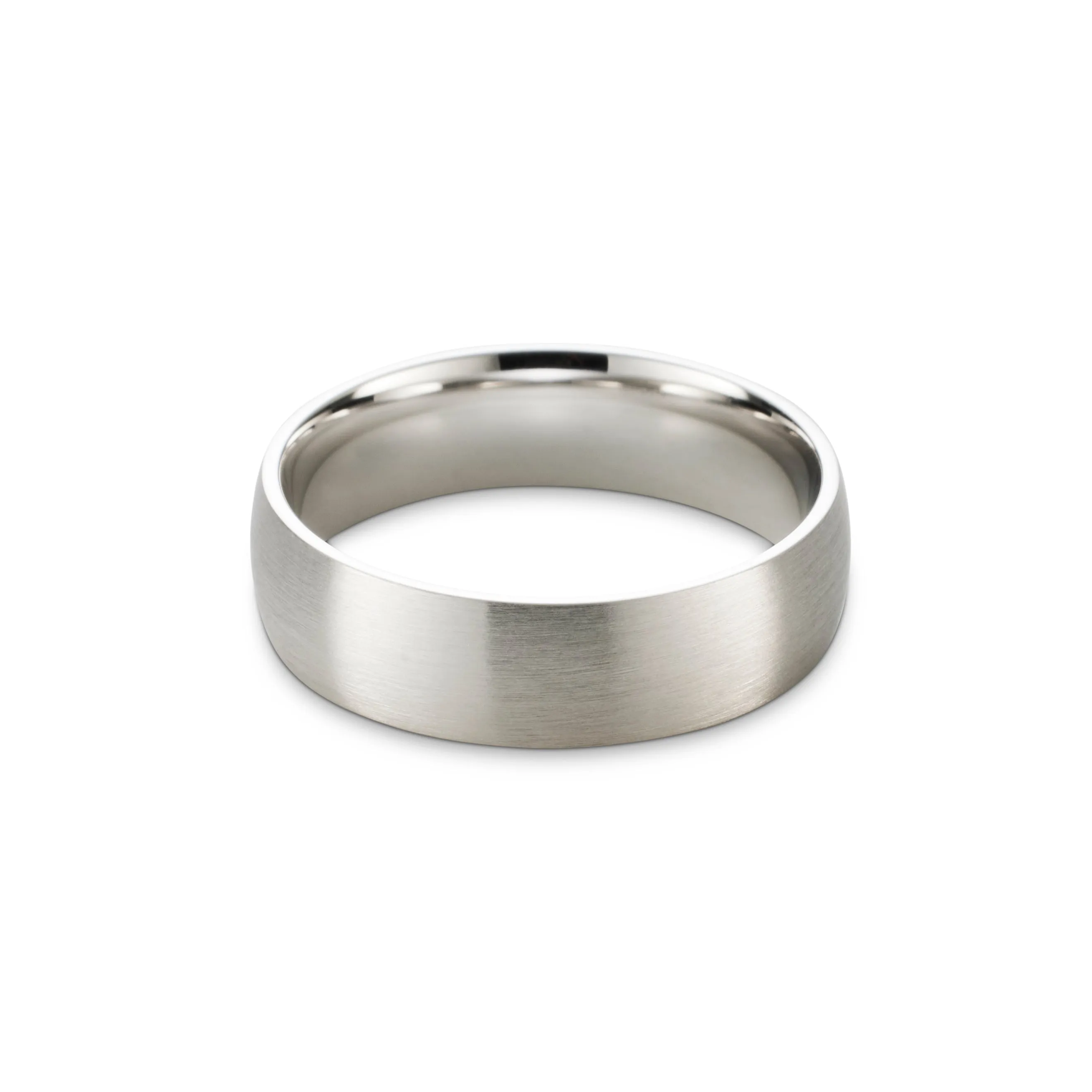 Men's Brushed Dome White Gold Ring