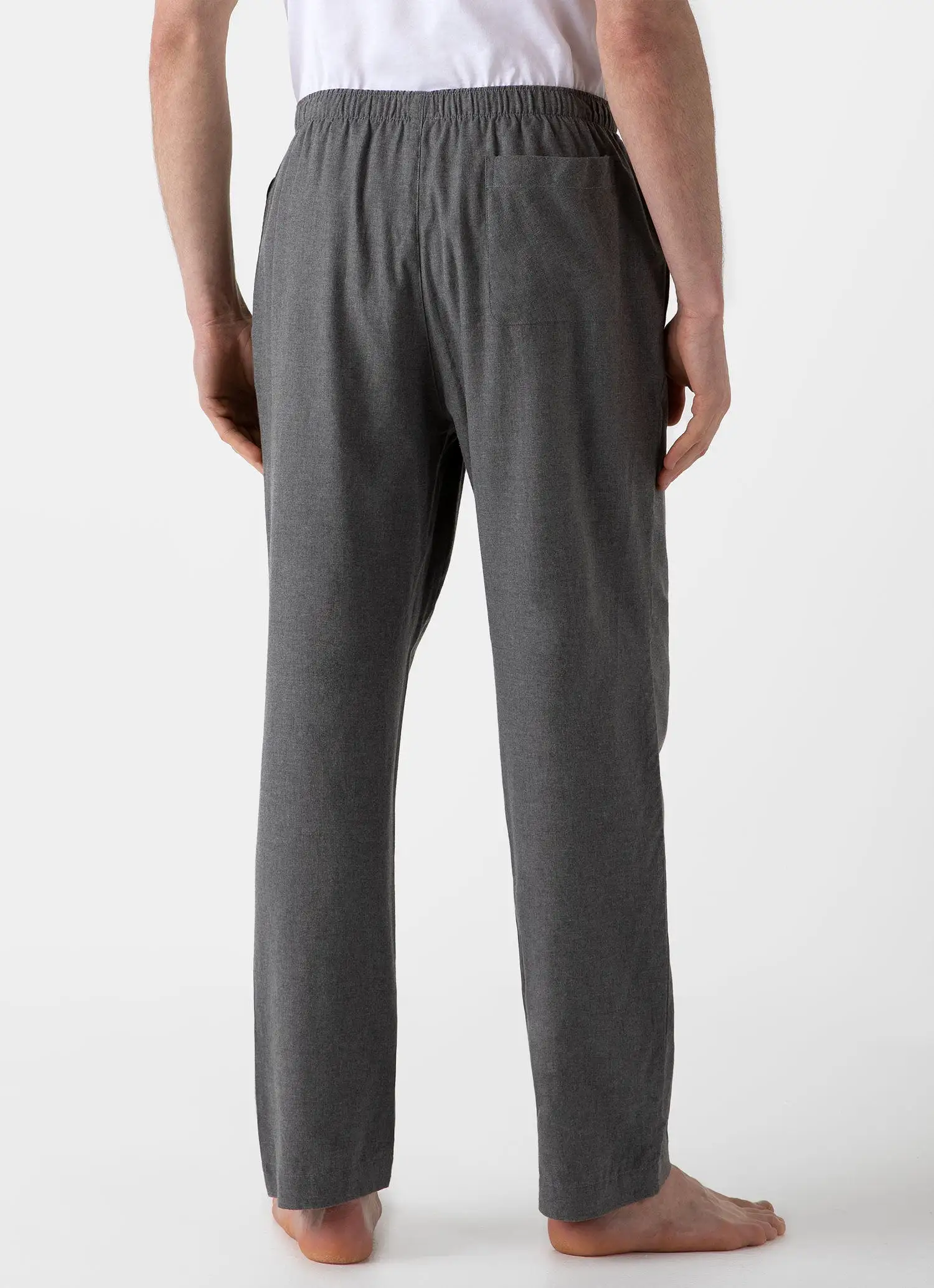 Men's Cotton Flannel Pyjama Trouser in Mid Grey Melange