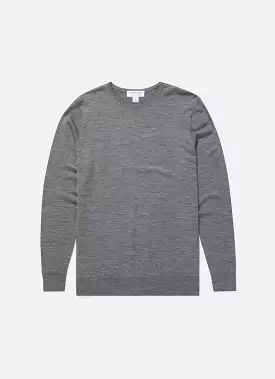 Men's Extra-Fine Merino Crew Neck in Grey Melange