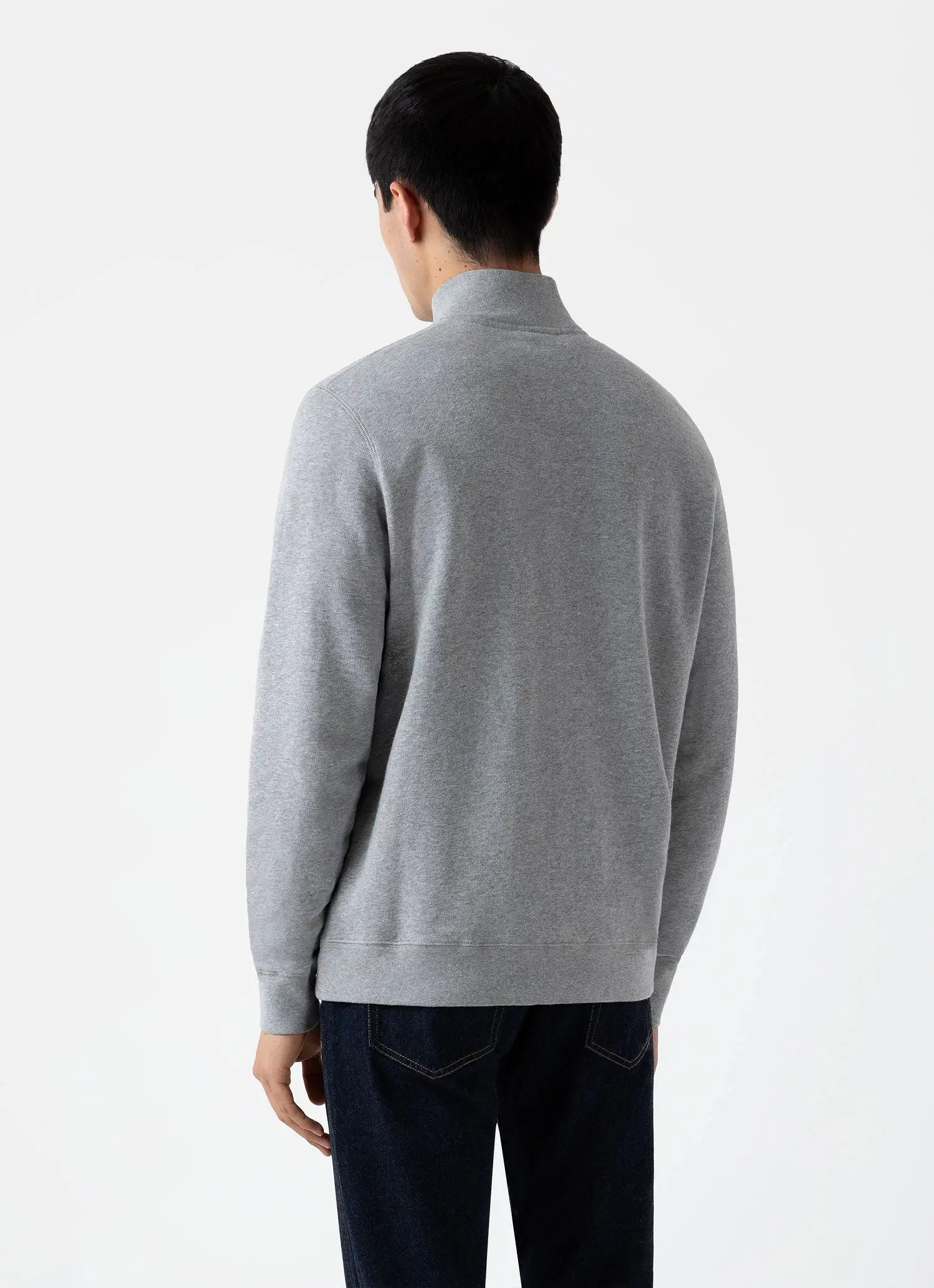 Men's Half Zip Loopback Sweatshirt in Grey Melange