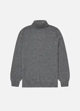 Men's Lambswool Roll Neck in Mid Grey Melange