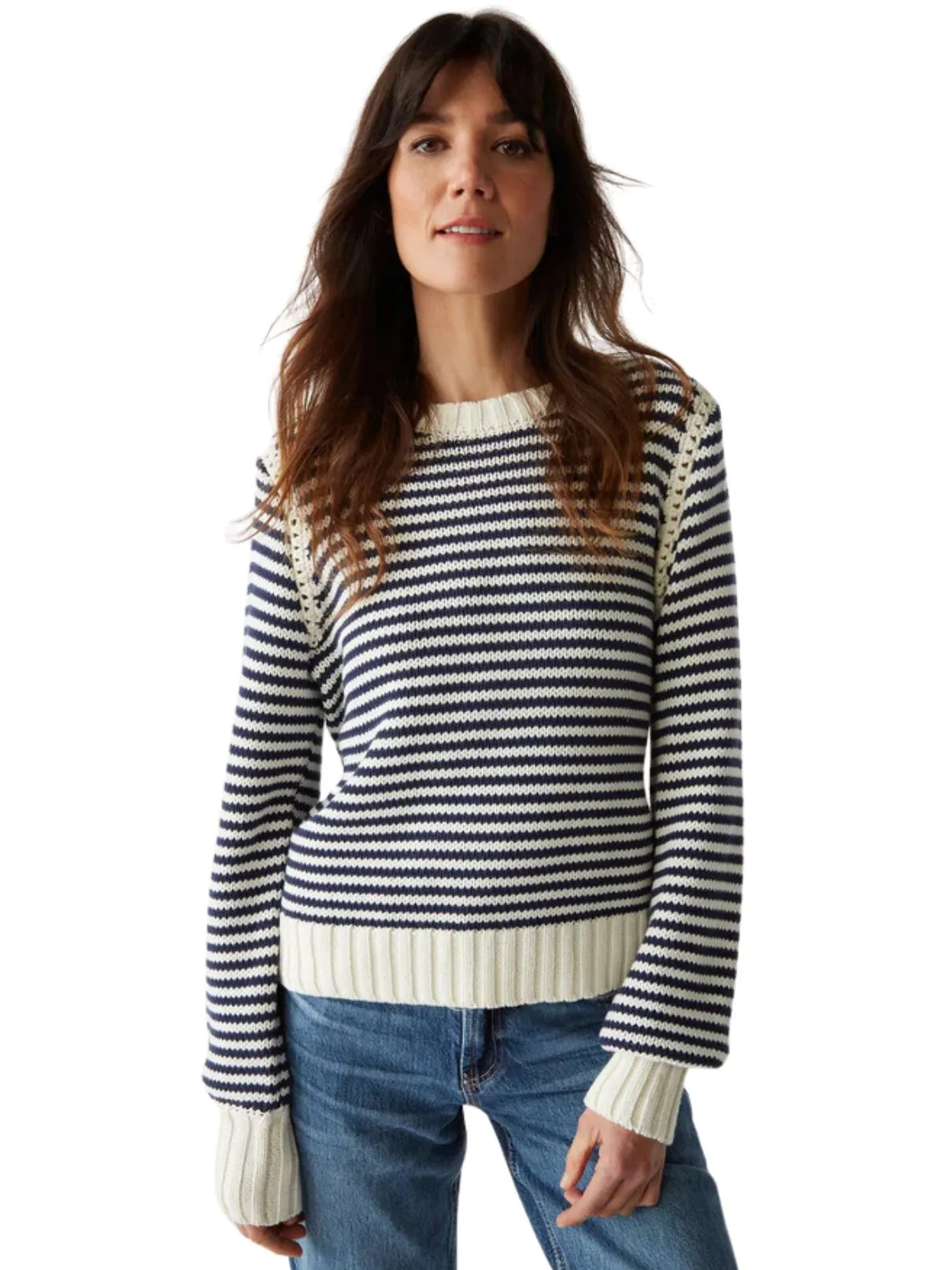 Michael Stars Casey Crew Neck Nocturnal Stripe Sweater