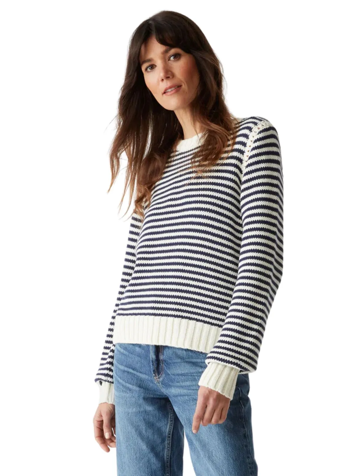 Michael Stars Casey Crew Neck Nocturnal Stripe Sweater