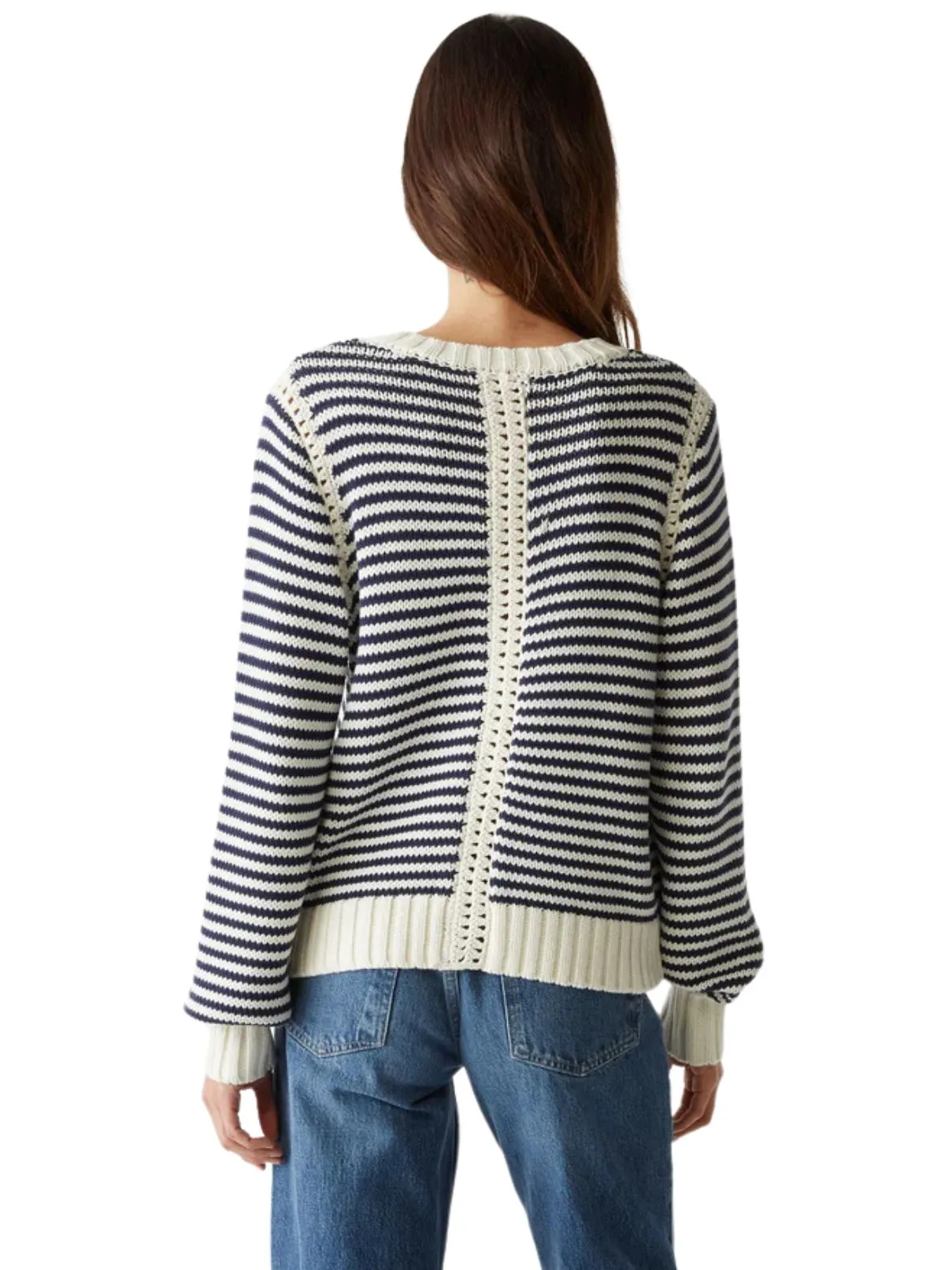 Michael Stars Casey Crew Neck Nocturnal Stripe Sweater