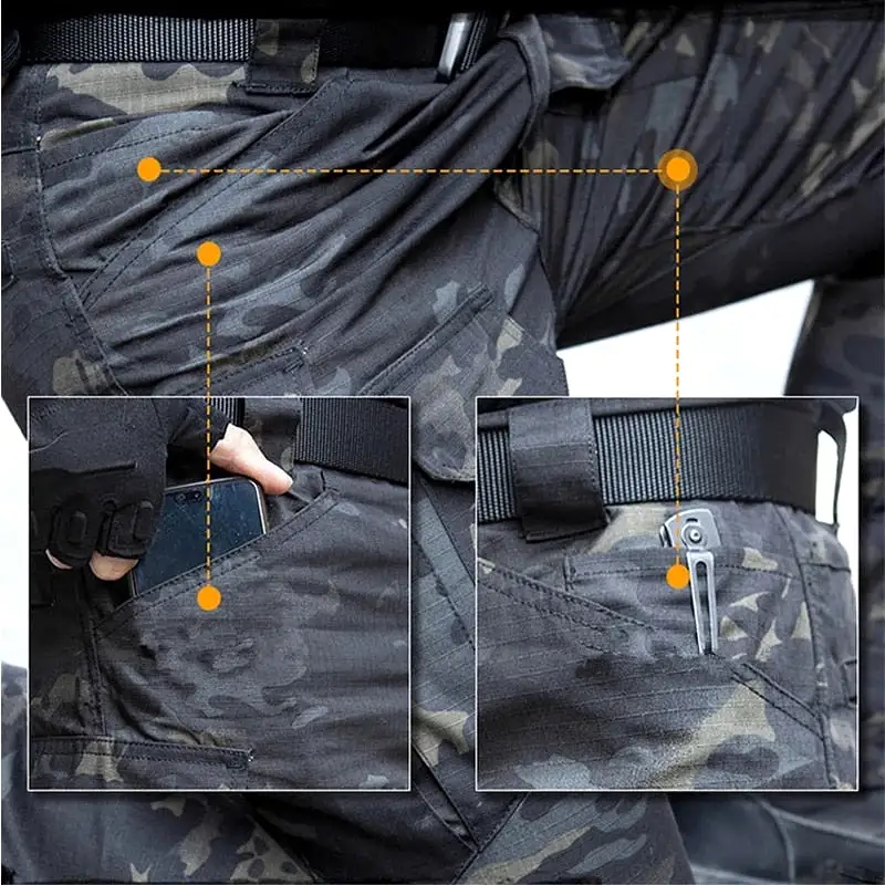 Military Tactical Cargo Pants  Stretch Cotton Casual Work Pants Men's Stretch SWAT Combat Rip-Stop Many Pocket Army Long Trouser