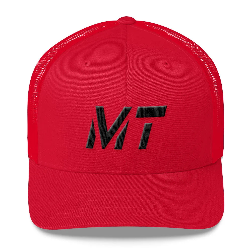 Montana - Mesh Back Trucker Cap - Black Embroidery - MT - Many Hat Color Options Available