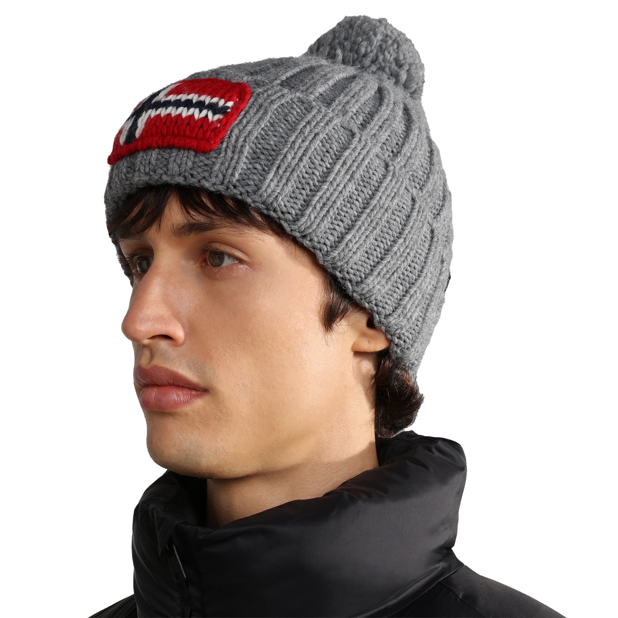 Napapijri Semiury 5 Flag Beanie - Medium Grey Melange