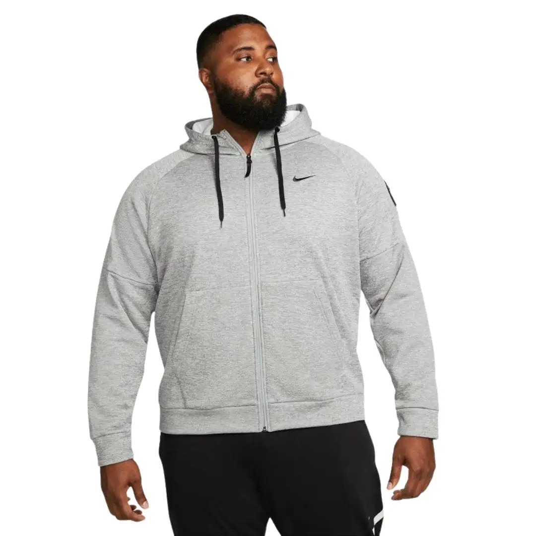 NIKE MEN'S THERMA-FIT MEN'S FULL-ZIP FITNESS HOODED GREY JACKET