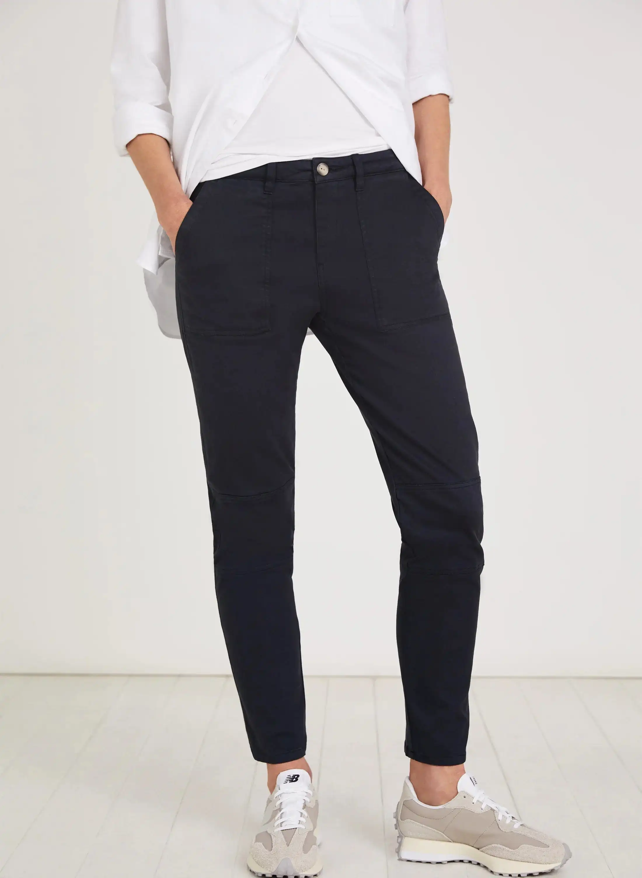 Oralie Slim Fit Organic Cotton Cargo Trousers | Classic Navy