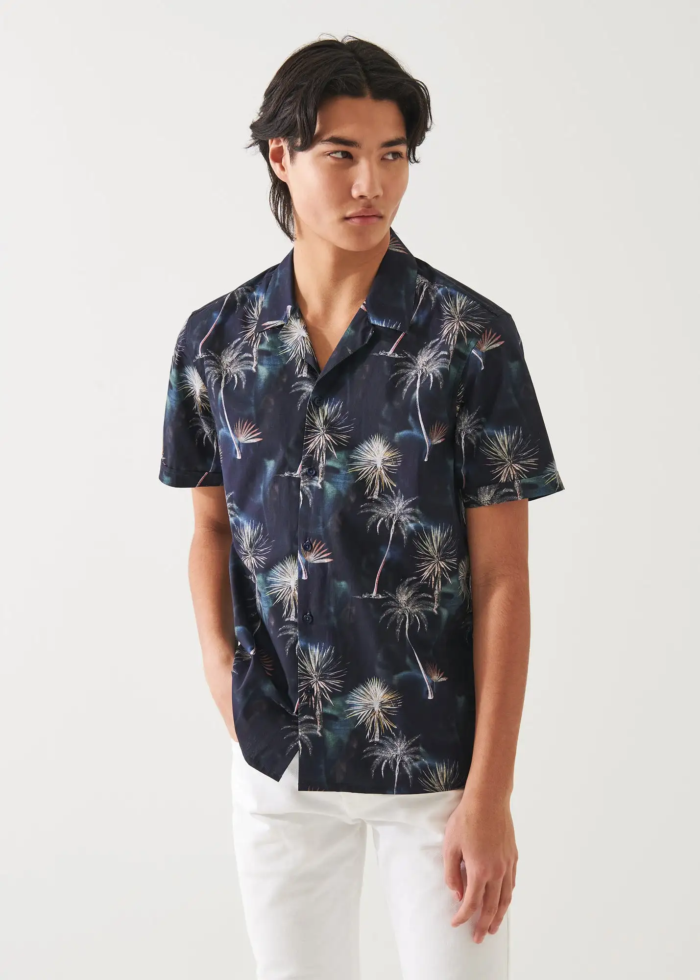 PALM TREE PRINT COTTON SHIRT