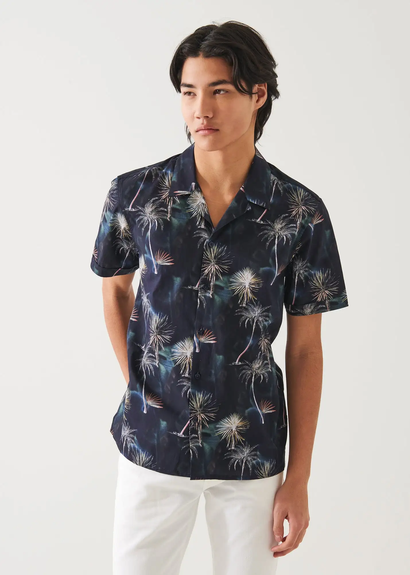 PALM TREE PRINT COTTON SHIRT