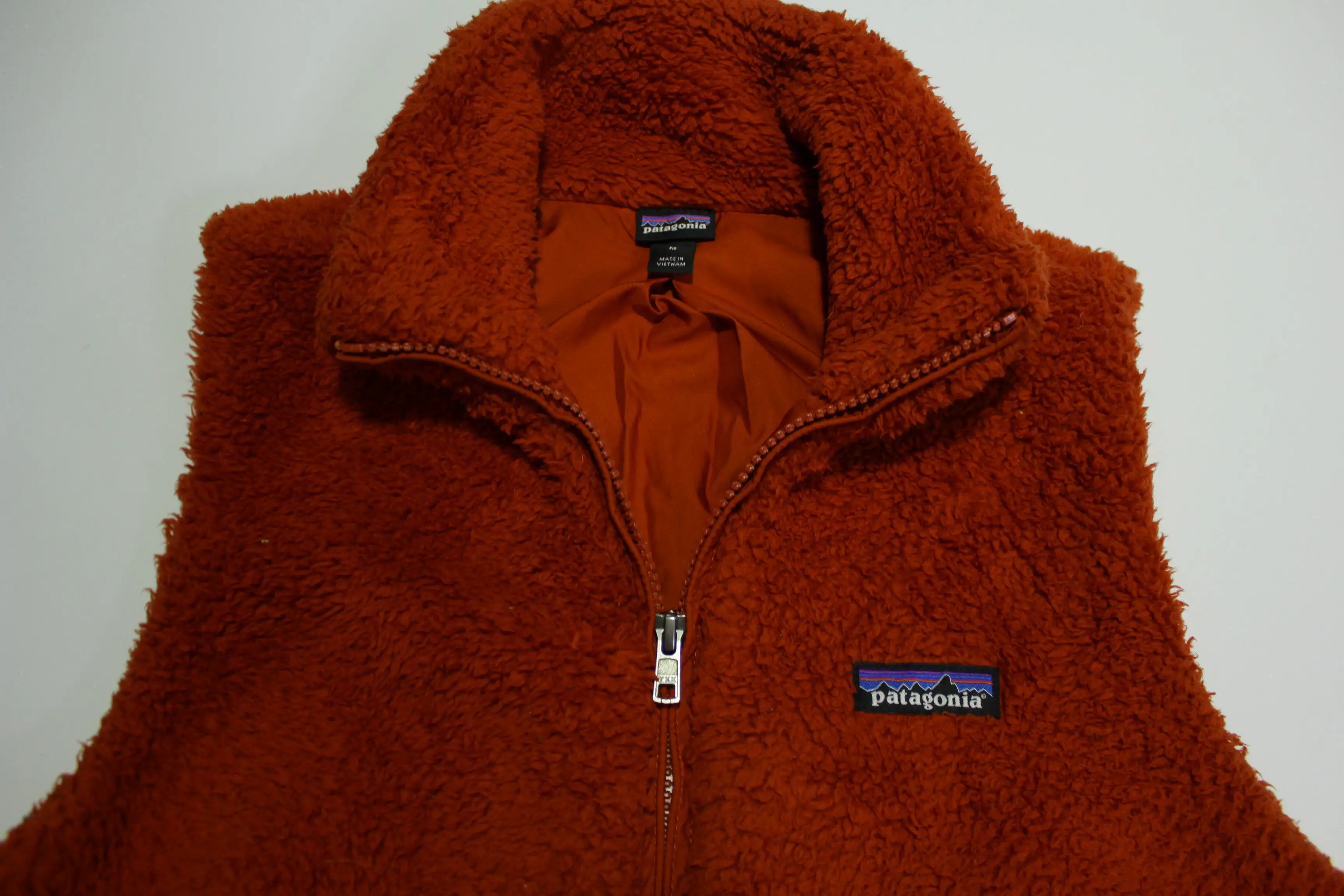 Patagonia Los Gatos High Pile Sherpa Fleece Zip Up Burnt Orange 25216 Fuzzy Vest