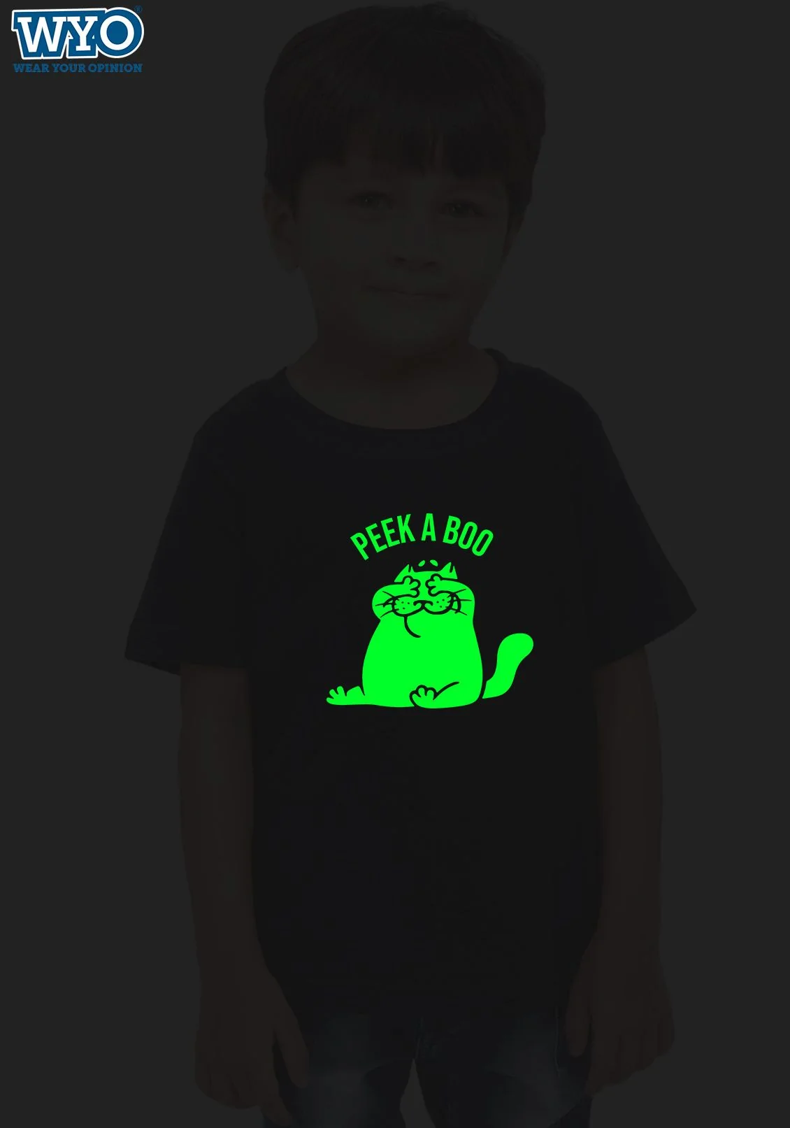 Peek A Boo Glow In Dark Kids T-Shirts