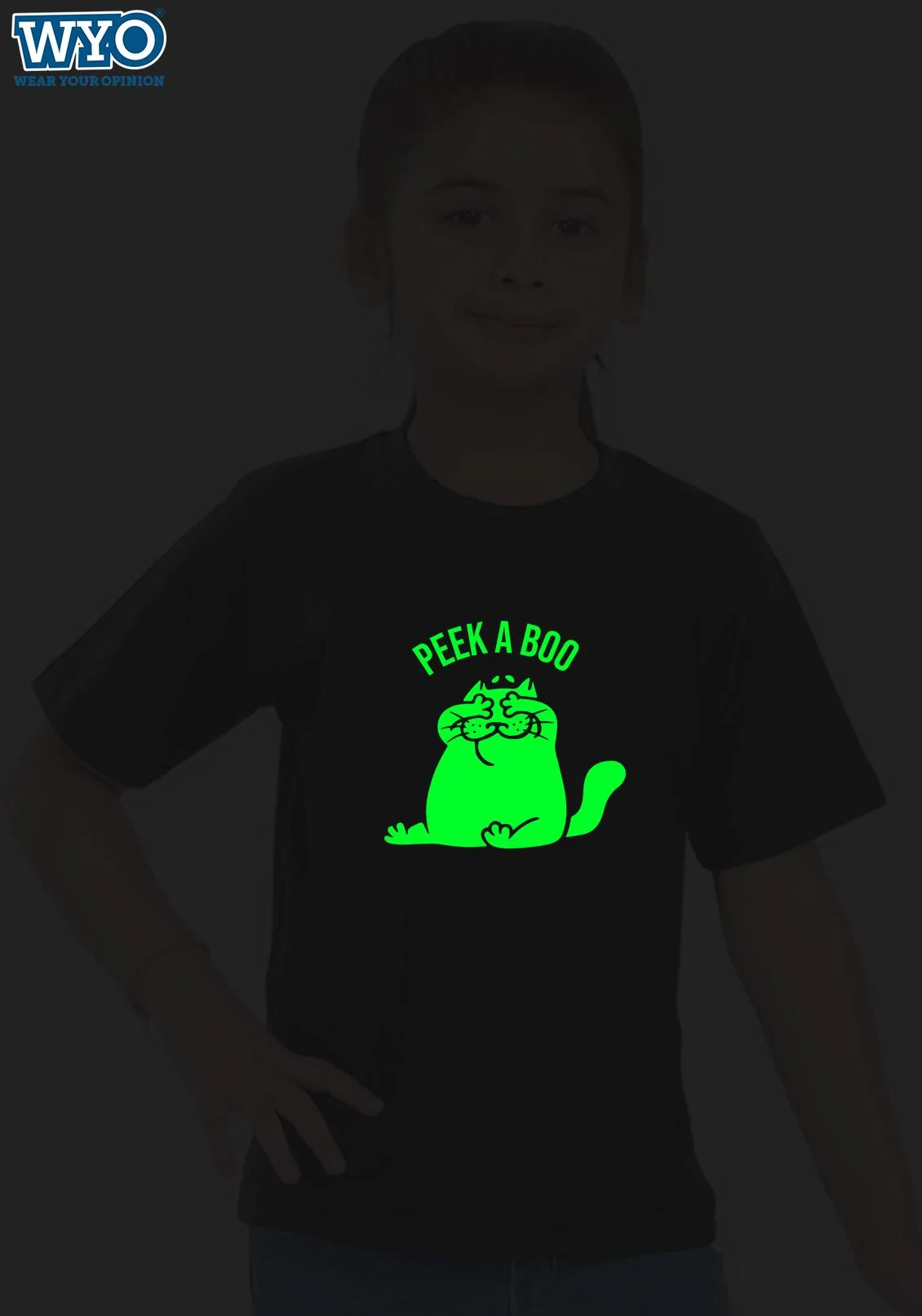 Peek A Boo Glow In Dark Kids T-Shirts