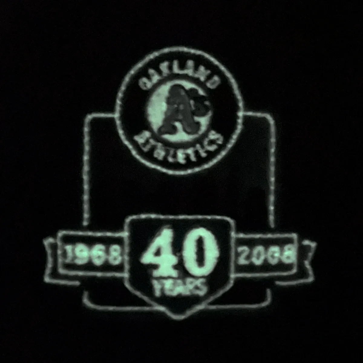 Philadelphia Athletics Glow In The Dark Oakland 40 Year Patch Teal Bottom Side Patch 59Fifty Fitted Cap