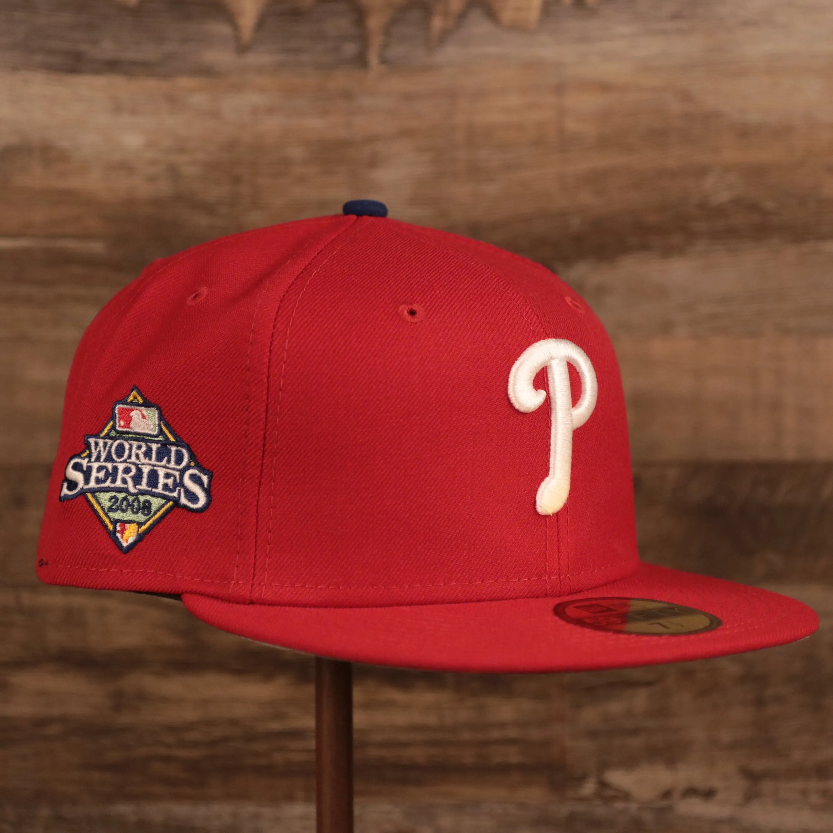 Phillies 2008 World Series Side Patch Fitted Cap | Phillies Grey Underbrim 59fifty Sidepatch Fitted Cap