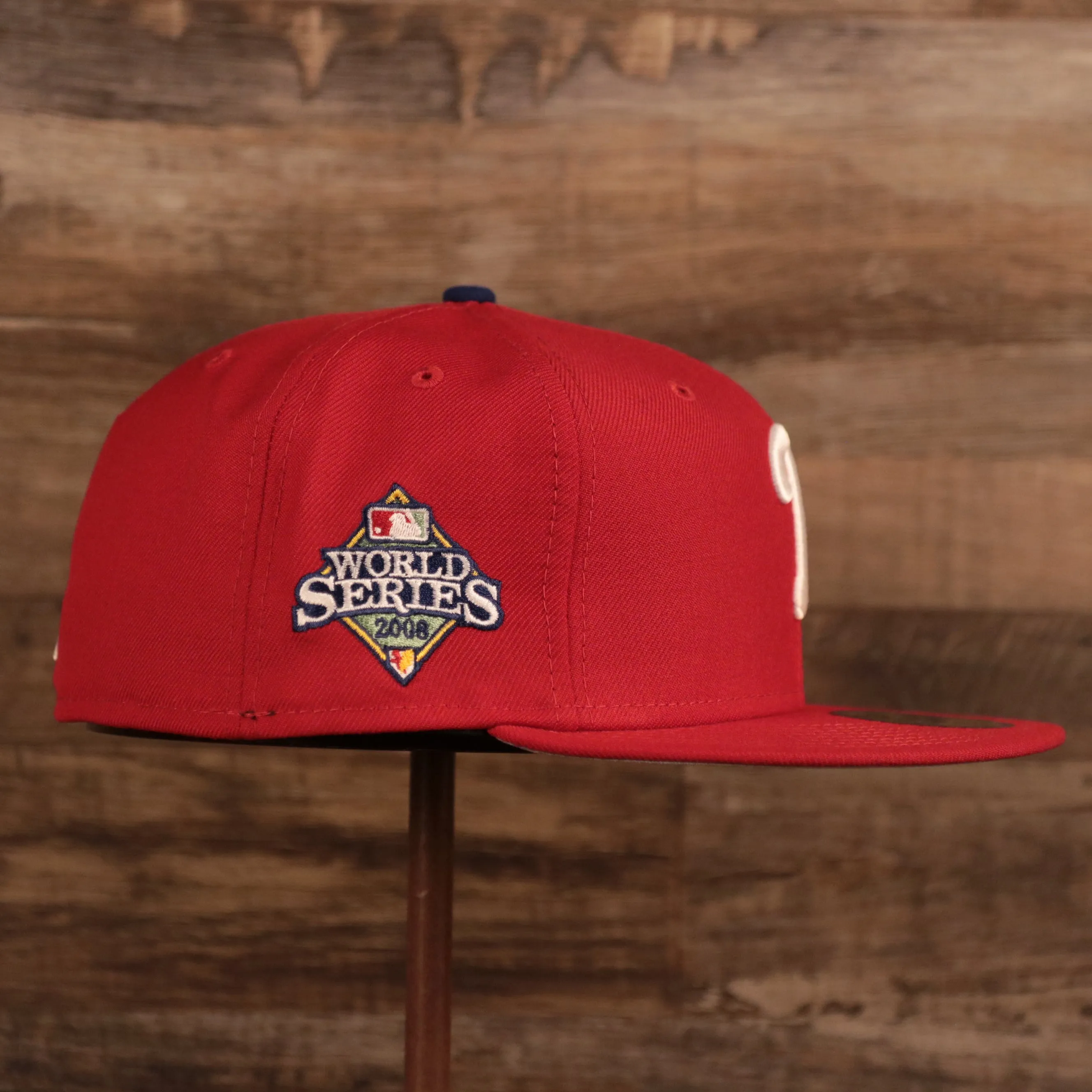 Phillies 2008 World Series Side Patch Fitted Cap | Phillies Grey Underbrim 59fifty Sidepatch Fitted Cap