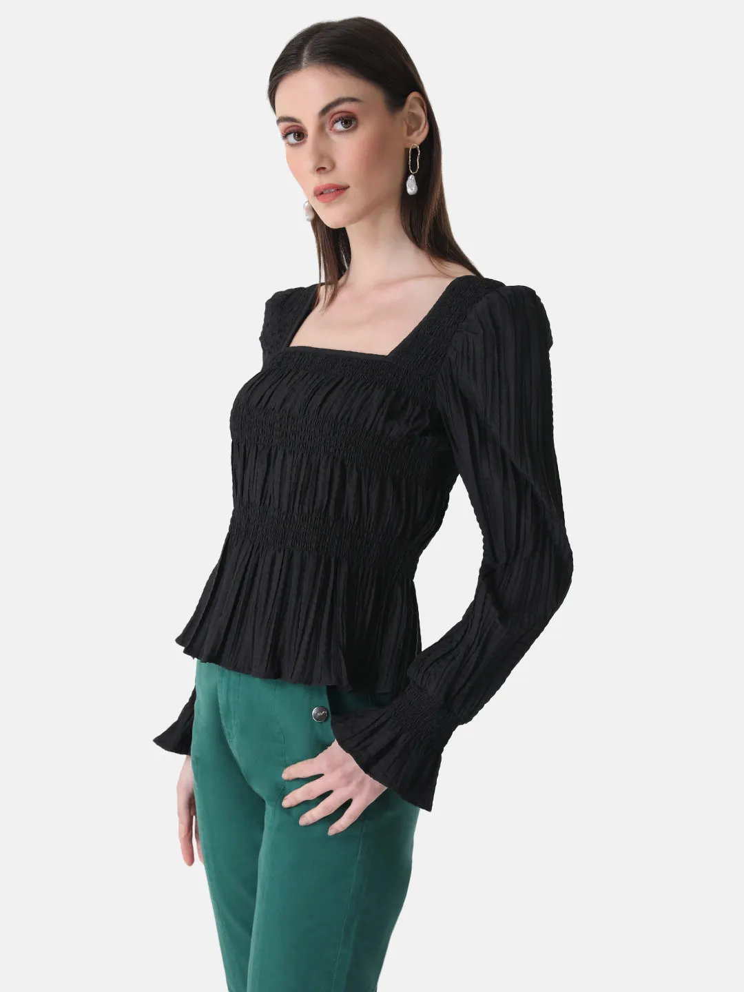 Pleated  Top With Smocking