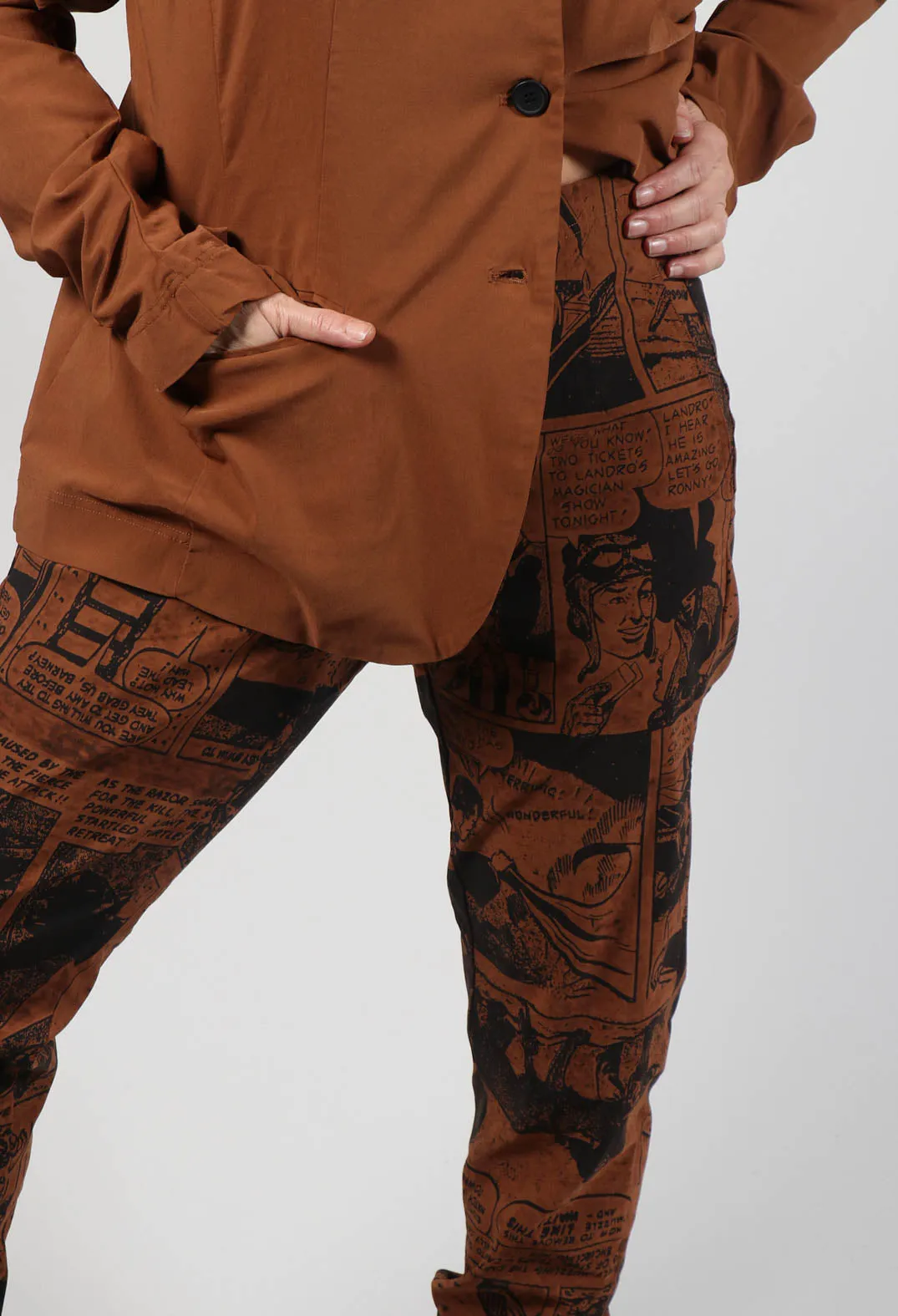 Pull On Slim Fit Trousers in Brick Comic