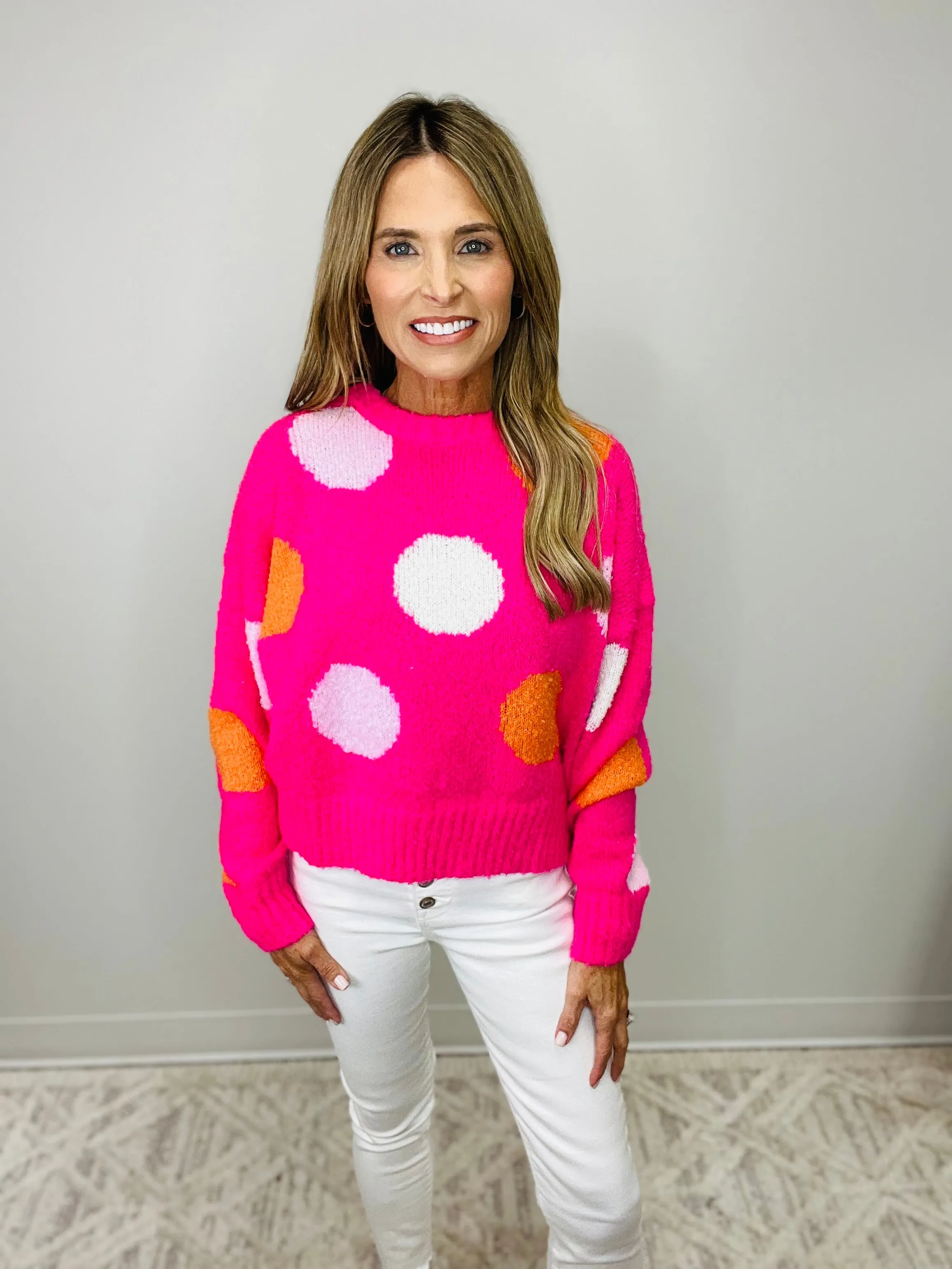 RUMORS ARE TRUE SWEATER-PINK MIX--FLASH SALE