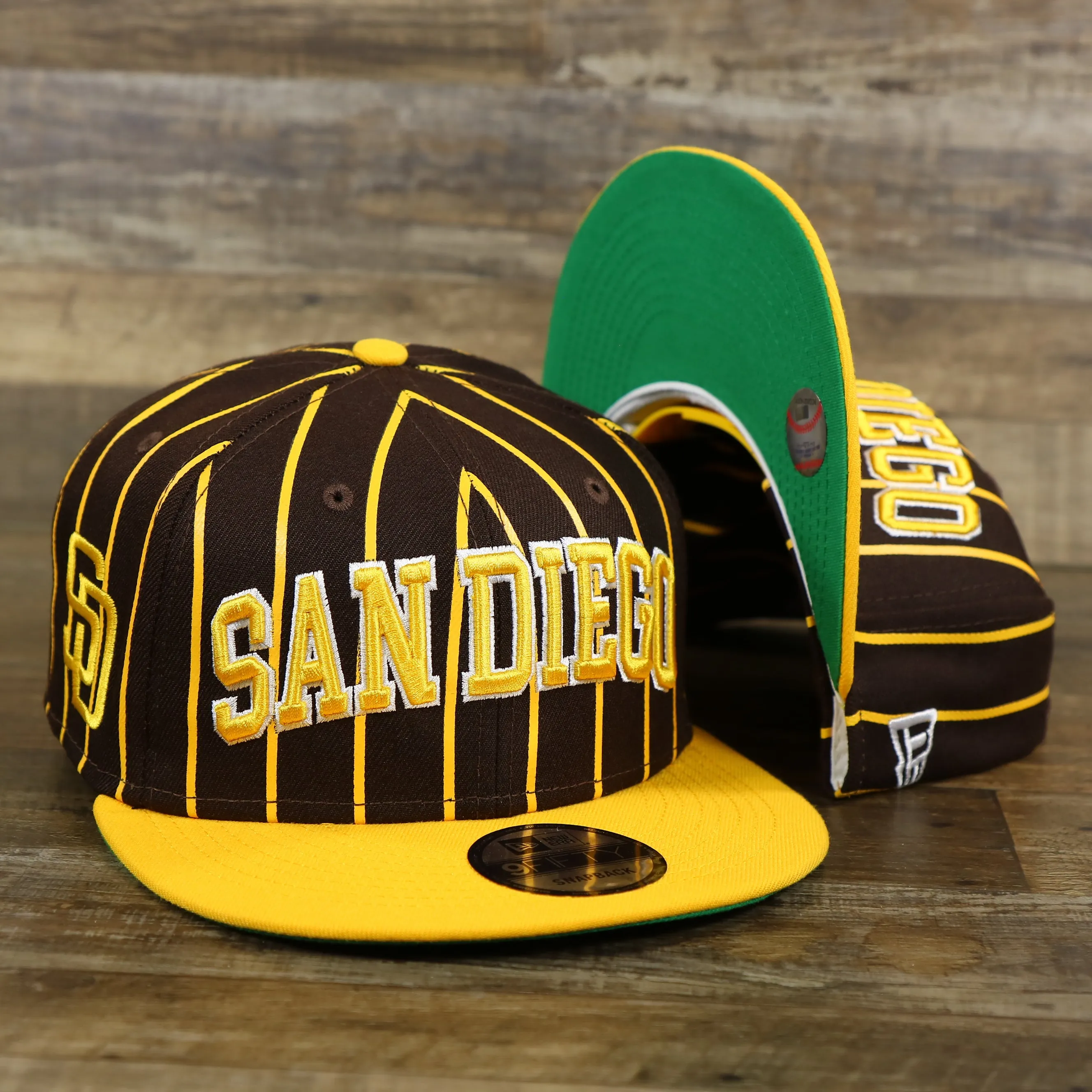 San Diego Padres City Arch Pinstripe Side Patch 9Fifty Snapback Cap | Brown 9Fifty Cap