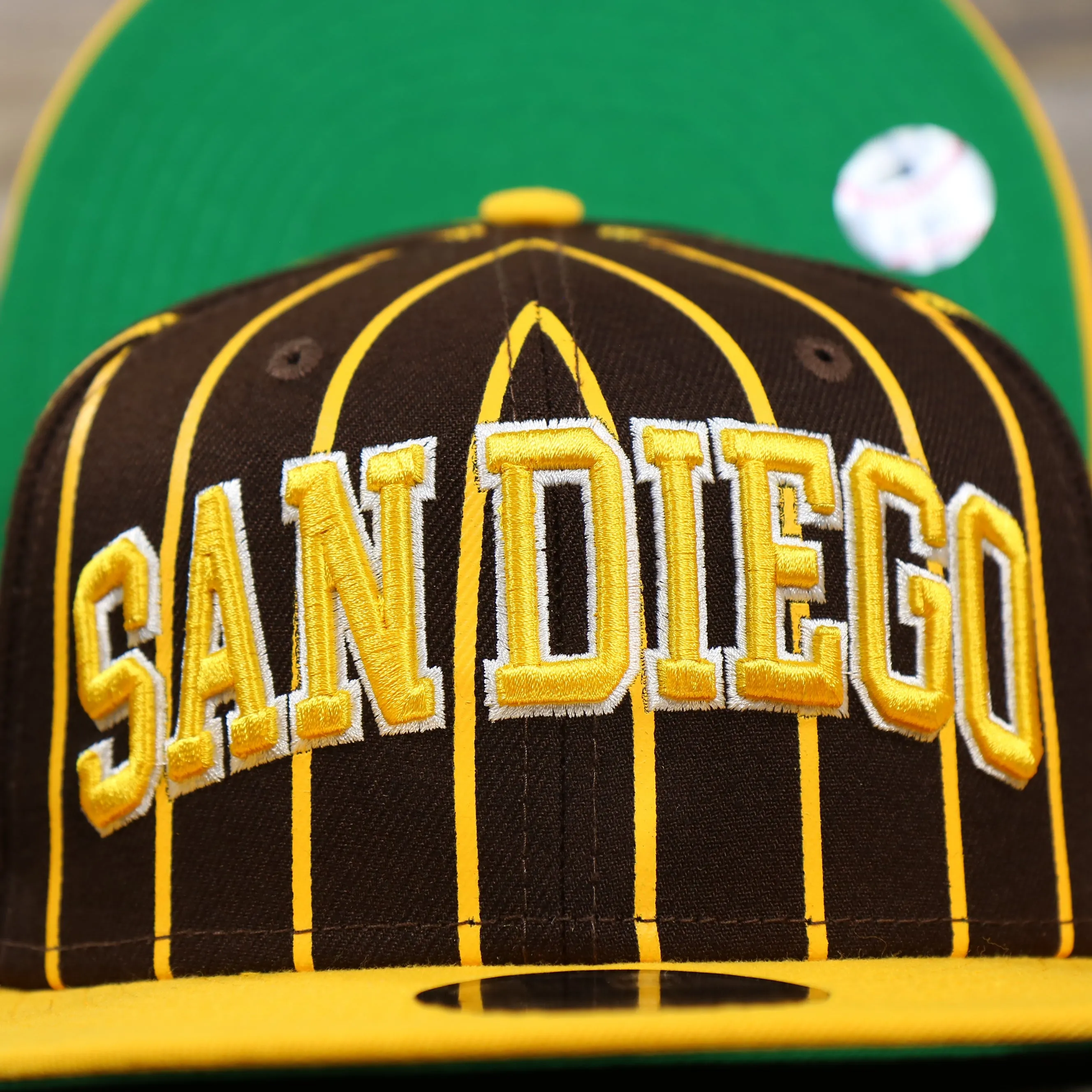 San Diego Padres City Arch Pinstripe Side Patch 9Fifty Snapback Cap | Brown 9Fifty Cap