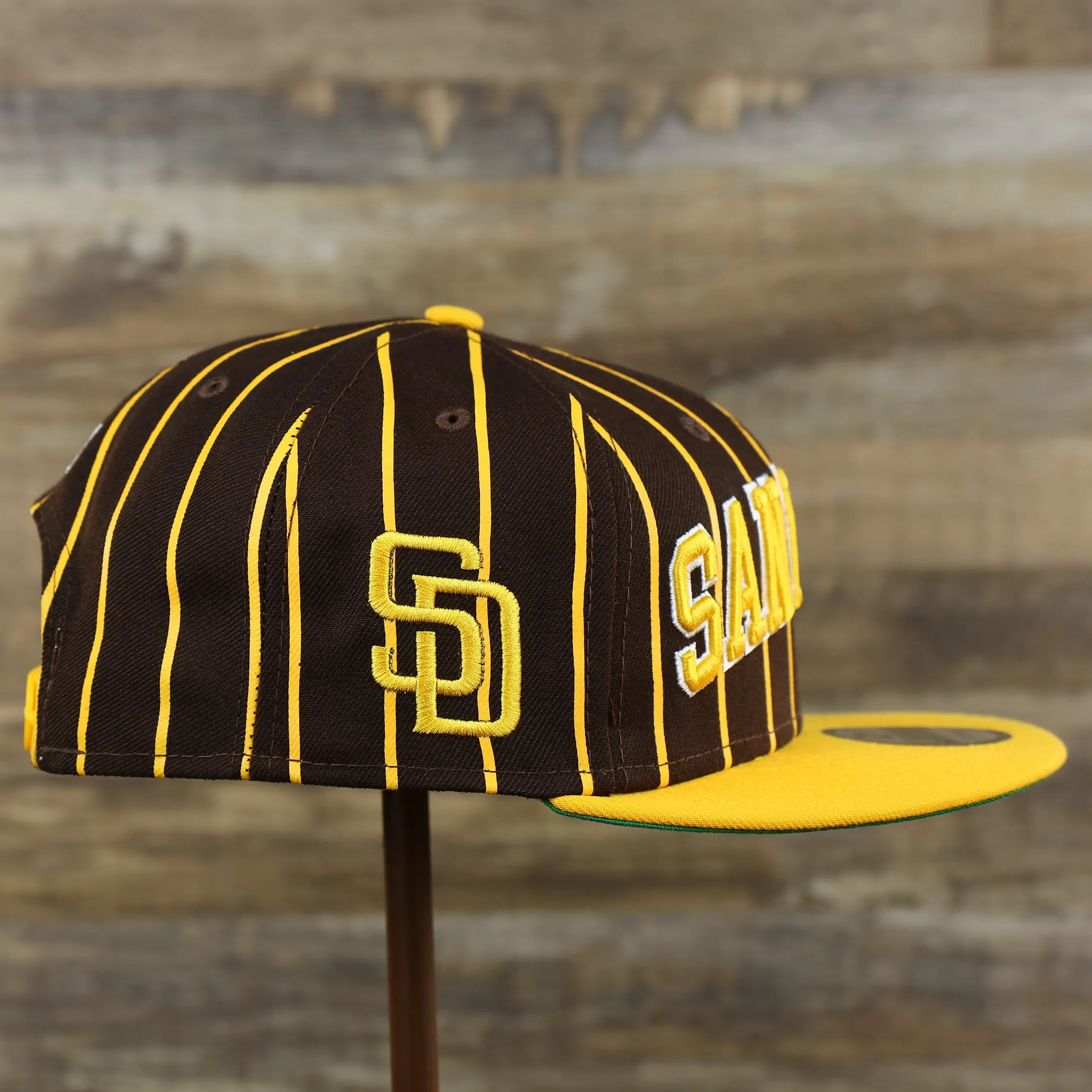 San Diego Padres City Arch Pinstripe Side Patch 9Fifty Snapback Cap | Brown 9Fifty Cap