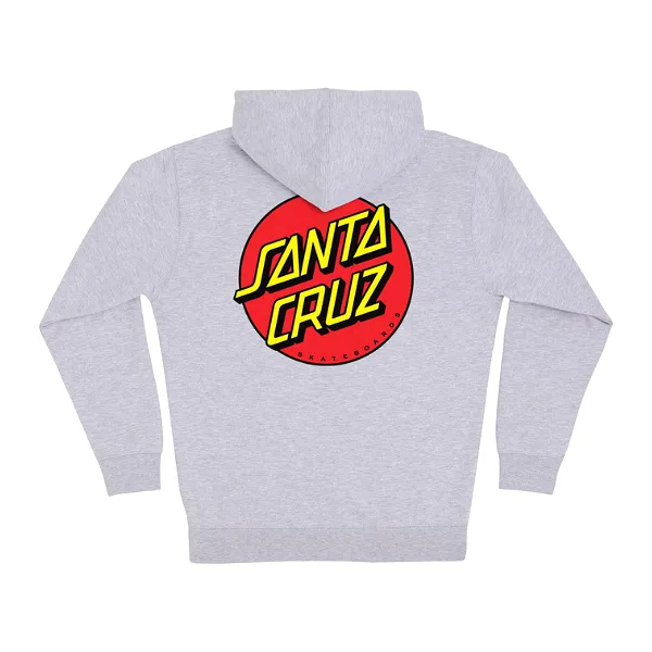 Santa Cruz Mens Classic Dot Zip Hoodie Sweatshirt - Grey Heather