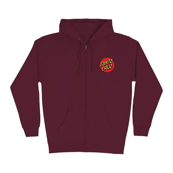 Santa Cruz Mens Classic Dot Zip Hoodie Sweatshirt - Maroon