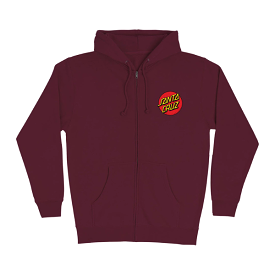 Santa Cruz Mens Classic Dot Zip Hoodie Sweatshirt - Maroon