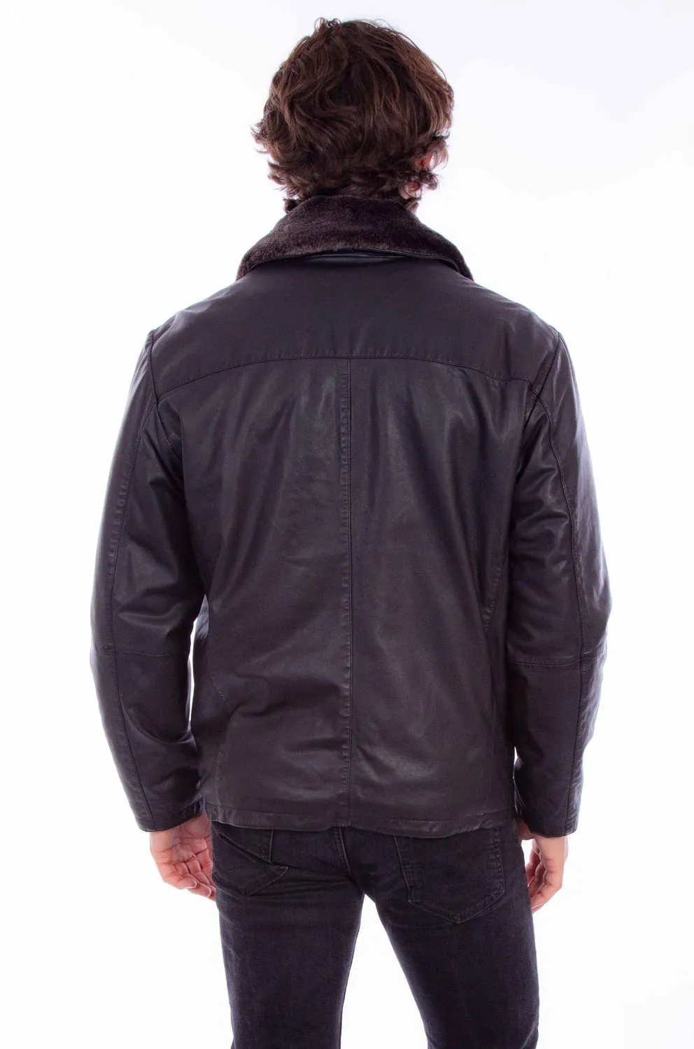 Scully Mens Zip Bomber Black Leather Leather Jacket