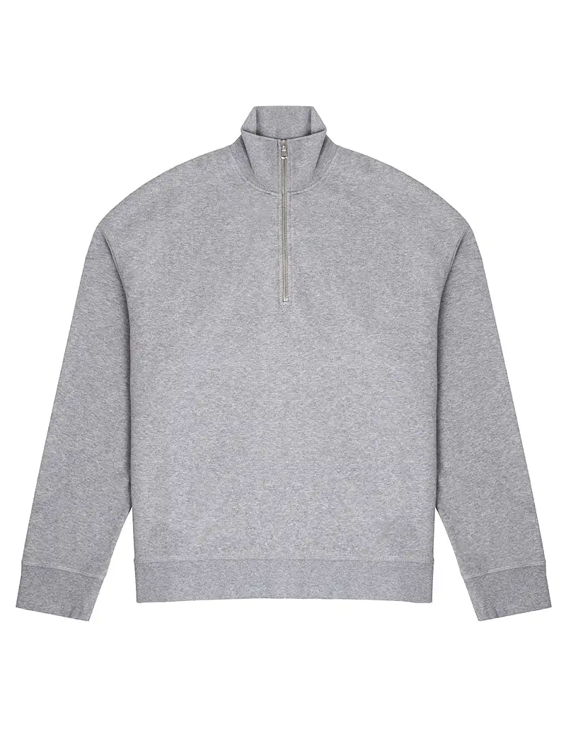 Sunspel Womens Half Zip Loopback Sweatshirt Grey Melange