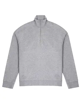 Sunspel Womens Half Zip Loopback Sweatshirt Grey Melange