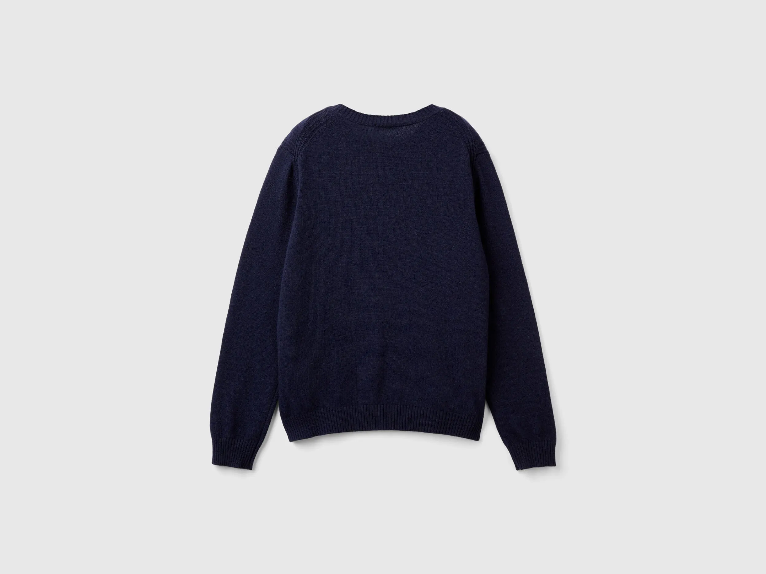 Sweater in cashmere and wool blend - Dark Blue | Benetton