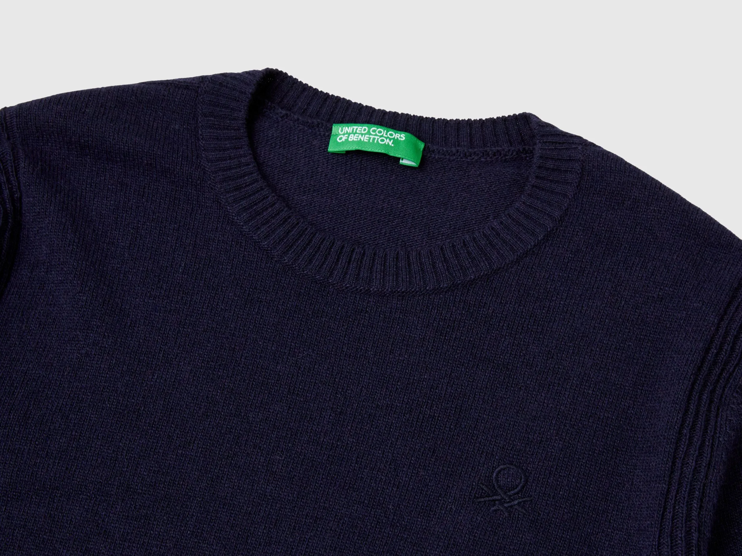 Sweater in cashmere and wool blend - Dark Blue | Benetton