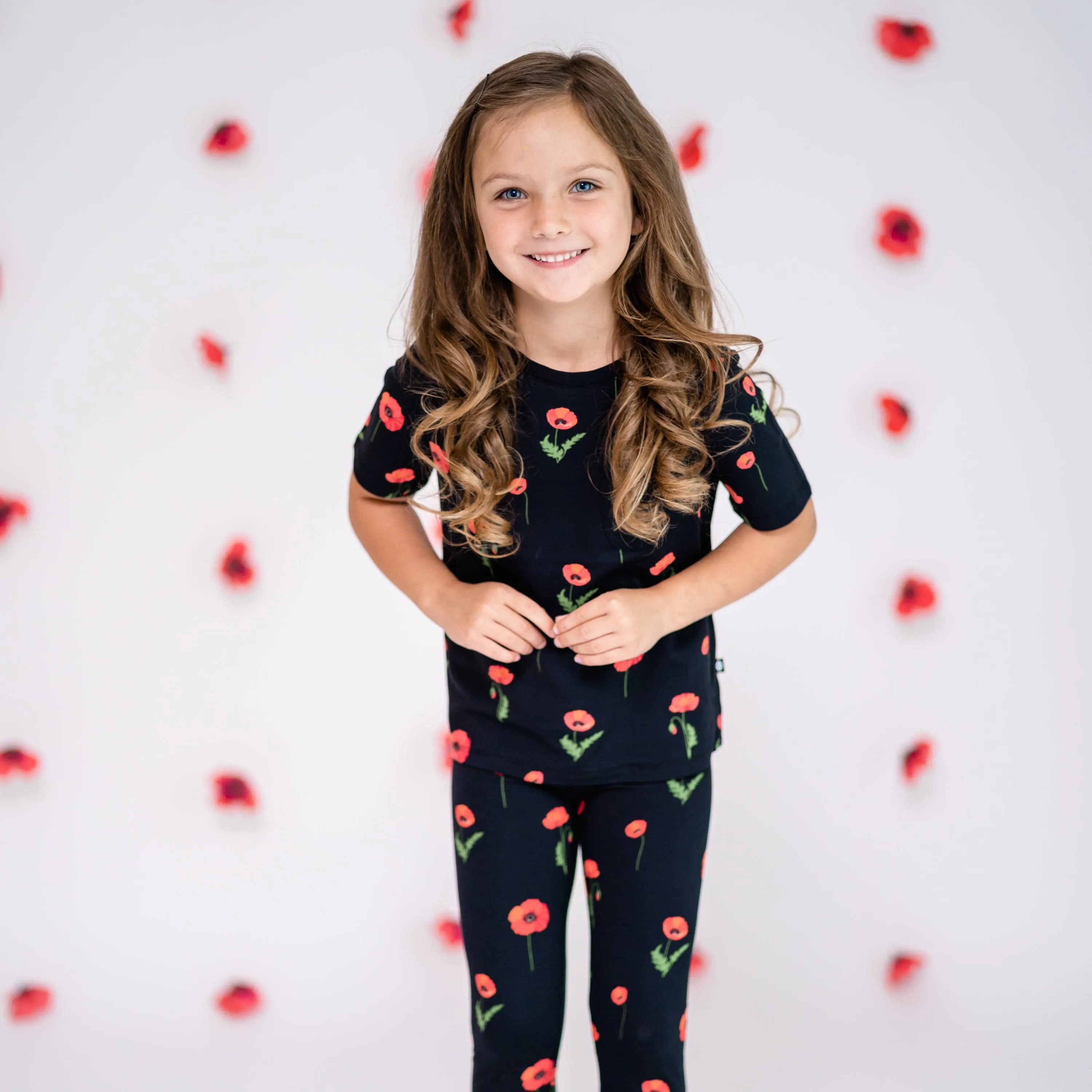 Toddler Crew Neck Tee in Midnight Poppies