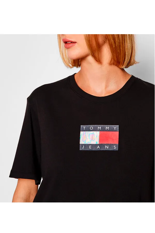 Tommy Hilfiger Women Metallic Cropped Tee Black