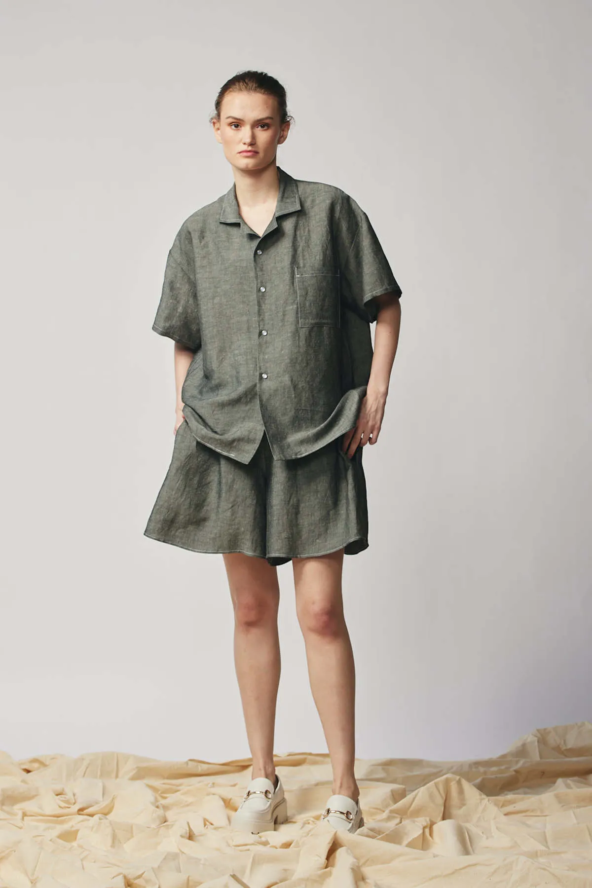 Unisex Devlyn Van Loon Camp Collar Shirt - Graphite