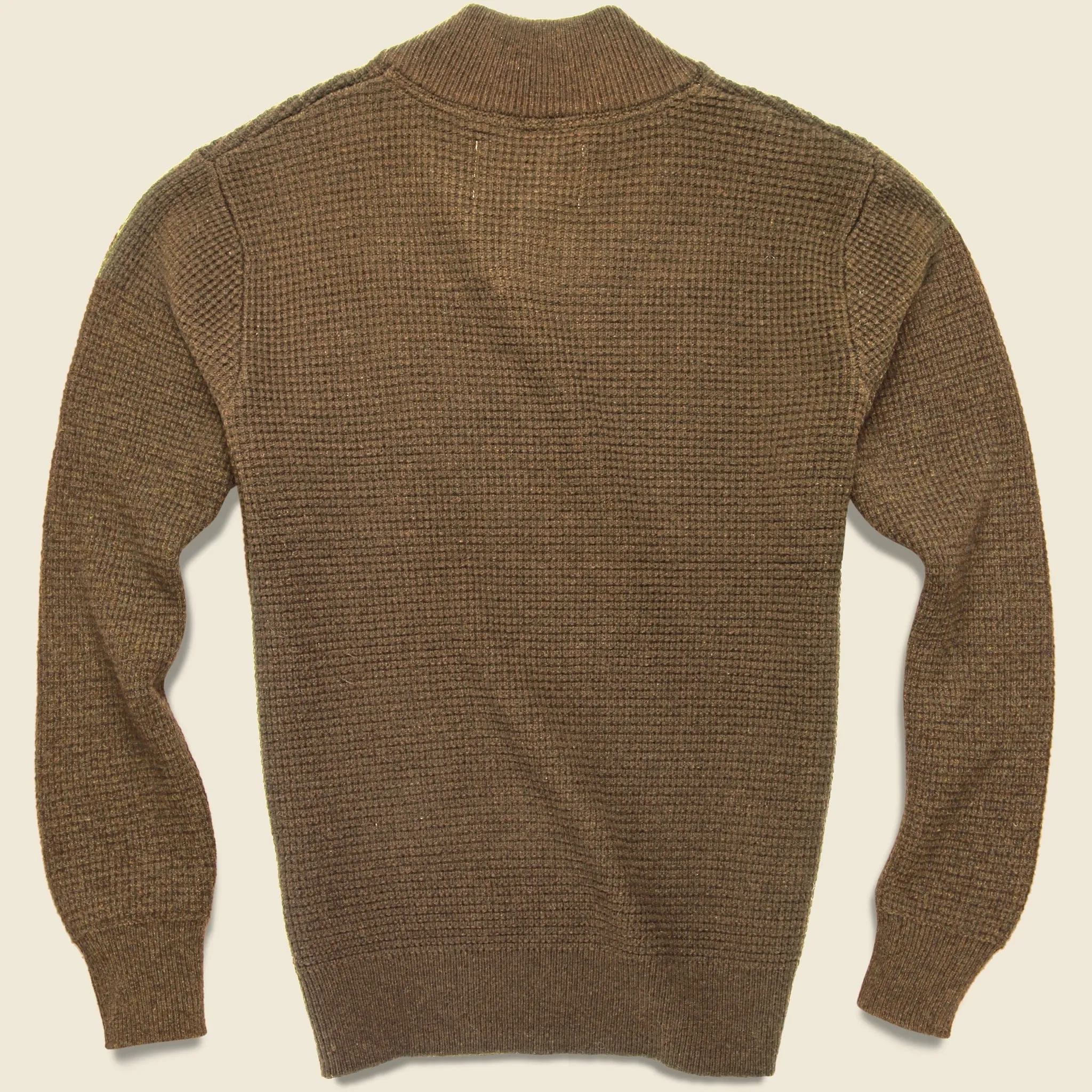 V-Neck Waffle Sweater - Camel