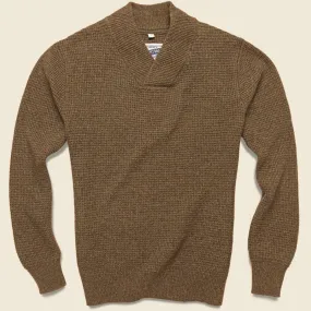 V-Neck Waffle Sweater - Camel