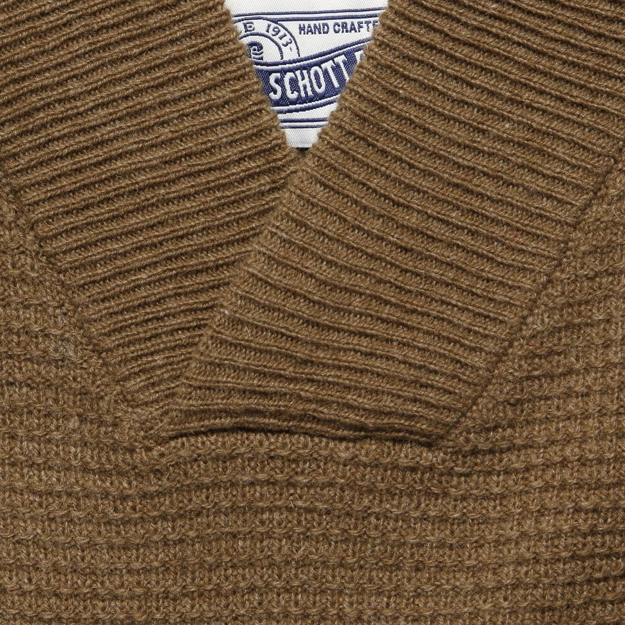 V-Neck Waffle Sweater - Camel