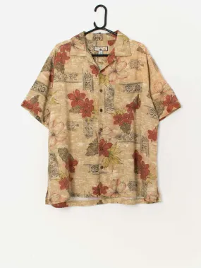 Vintage Aloha shirt with a red floral pattern – Large