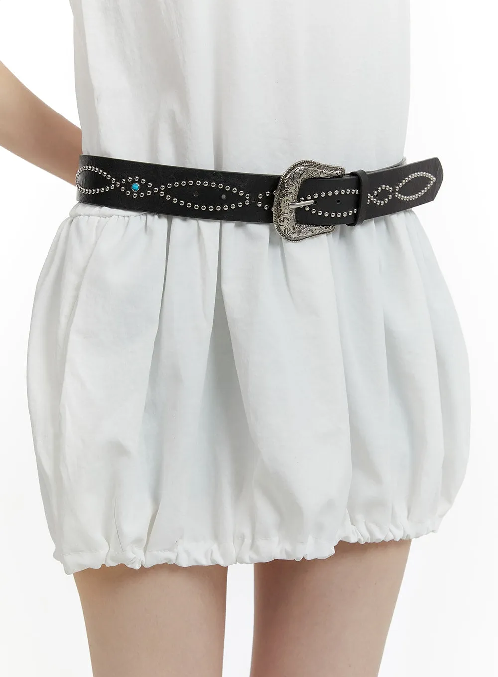 Vintage Studded Faux Leather Belt CM429