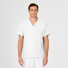 W123 Men's V-Neck Scrub Top - White