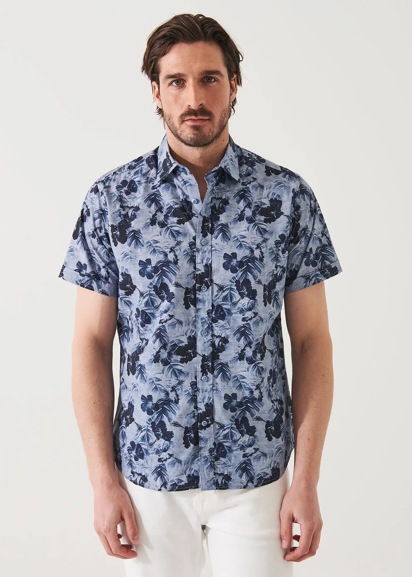 WATER COLOUR FLORAL PRINT CAMP COLLAR SHIRT