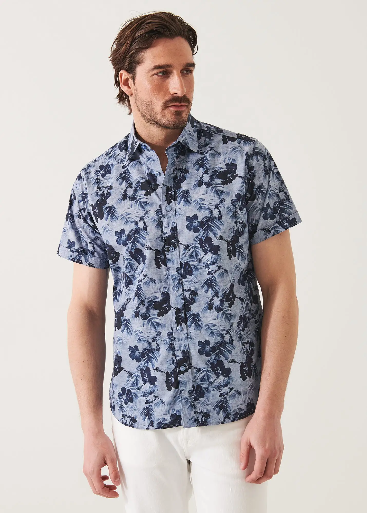 WATER COLOUR FLORAL PRINT CAMP COLLAR SHIRT