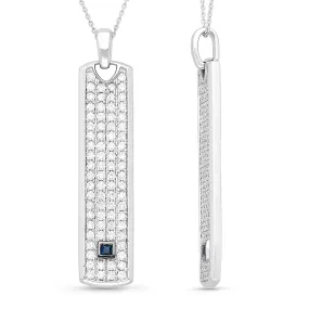 White Gold Diamond and Sapphire Men's Pendant